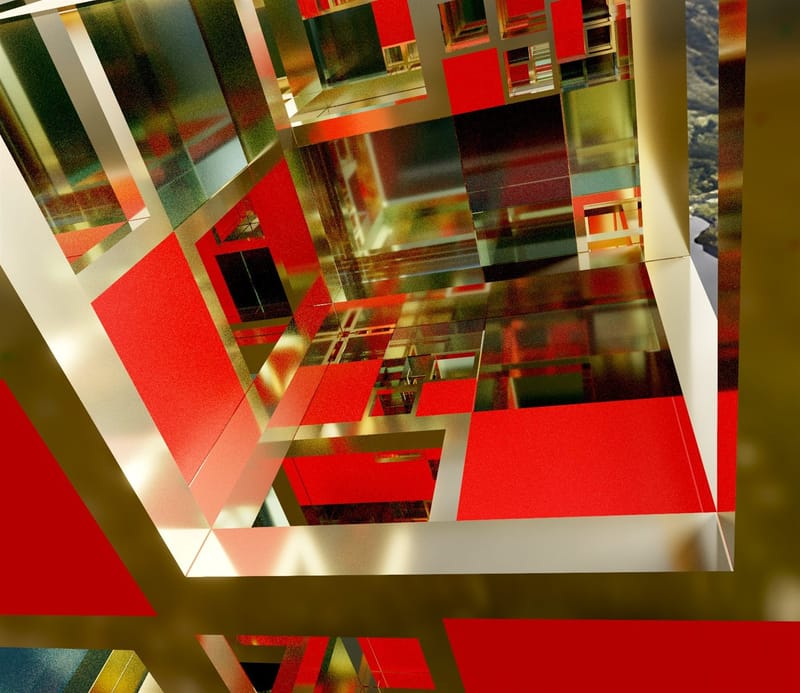 Vulcan render — reflective geometric interior